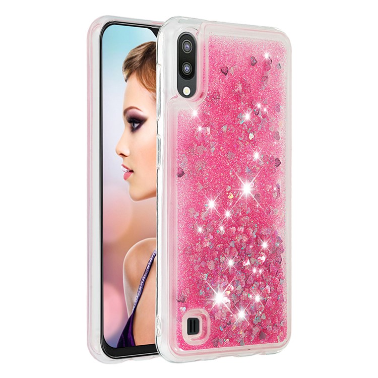 Dynamic Glitter Powder Heart Shaped Sequins TPU Shockproof Case for Samsung Galaxy M10 / A10 - Rose-6