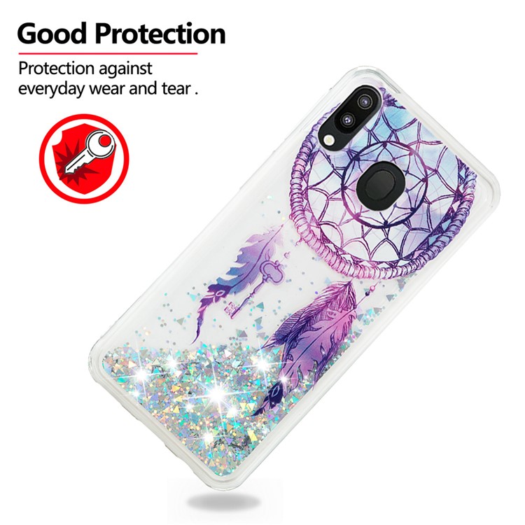 Moving Glitter Powder Sequins Patterned TPU Case for Samsung Galaxy M20 - Dream Catcher-3