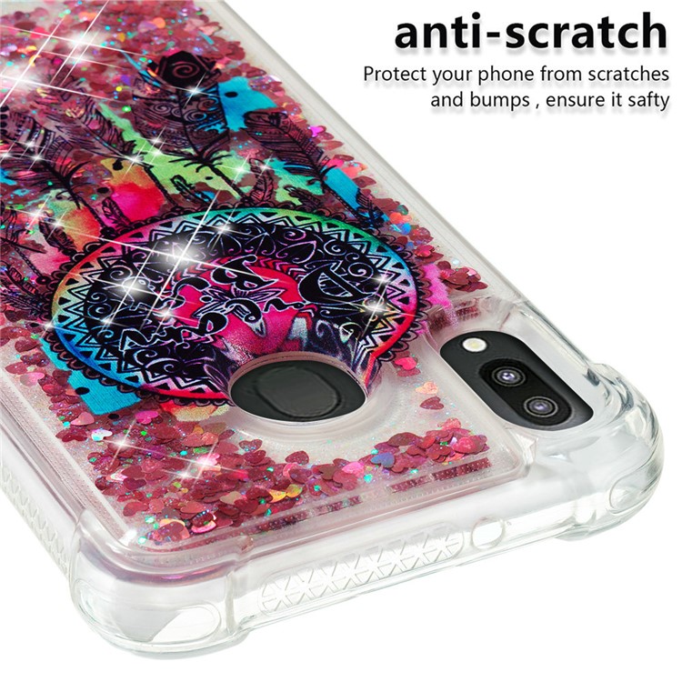 Liquid Glitter Powder Patterned Quicksand Shockproof TPU Mobile Case for Samsung Galaxy M20 - Colorful Dream Catcher-6