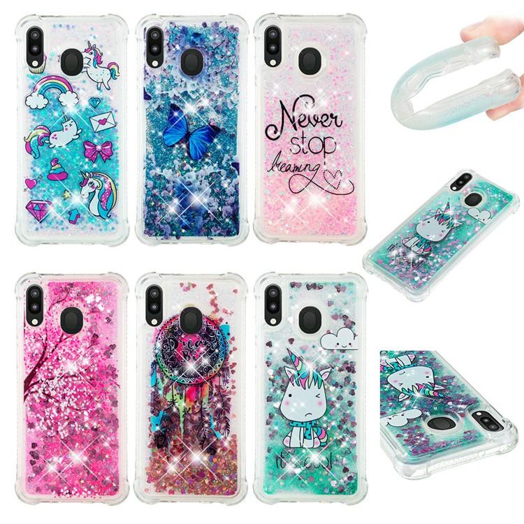 Liquid Glitter Powder Patterned Quicksand Shockproof TPU Mobile Case for Samsung Galaxy M20 - Colorful Dream Catcher-9