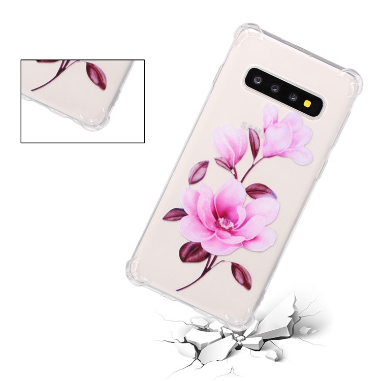 Patterned Soft TPU Shockproof Cell Phone Case for Samsung Galaxy S10 - Vivid Flower-3