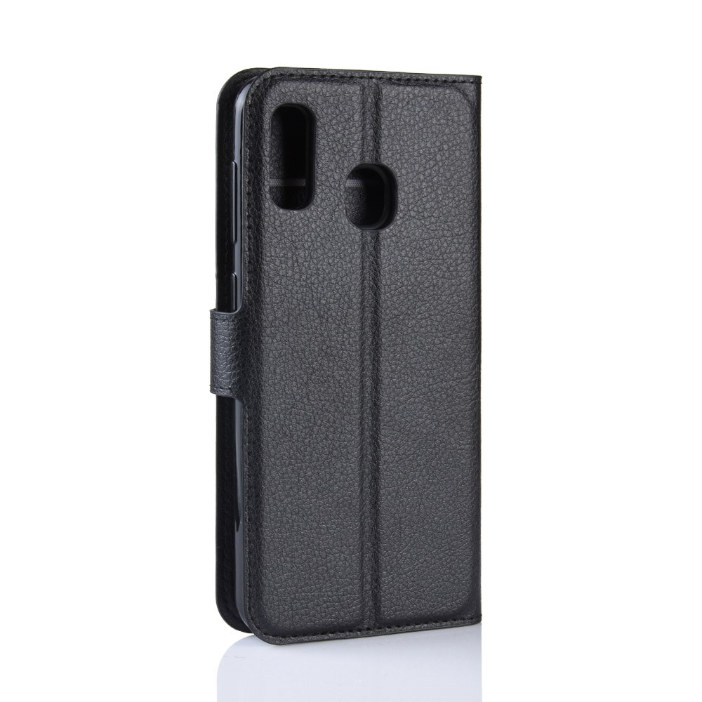 Litchi Skin PU Leather Phone Cover Shell with 3 Card Slots for Samsung Galaxy A40 - Black-6