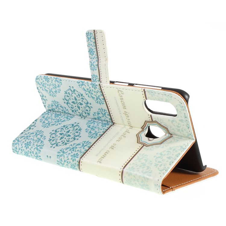 Pattern Printing Leather Wallet Stand Case for Samsung Galaxy A30 / A20 - Damask Flower-3