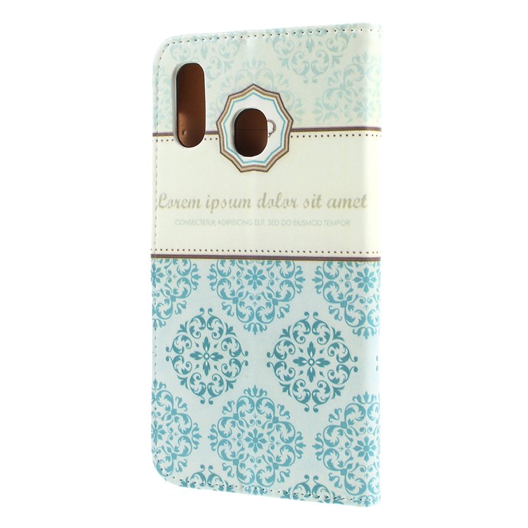 Pattern Printing Leather Wallet Stand Case for Samsung Galaxy A30 / A20 - Damask Flower-5