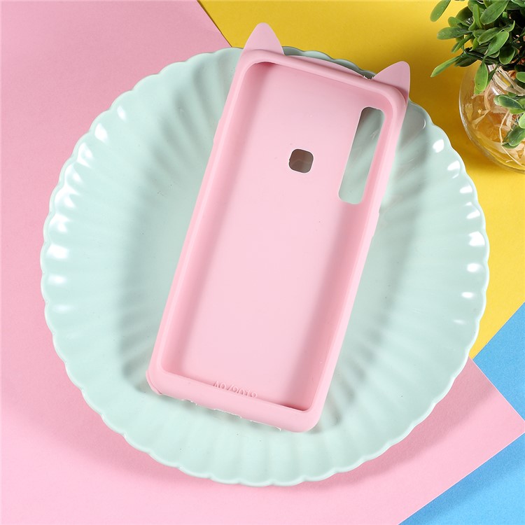 3D Moustache Cat Silicone Protection Cover Case for Samsung Galaxy A9 (2018) / A9 Star Pro / A9s - Pink-4