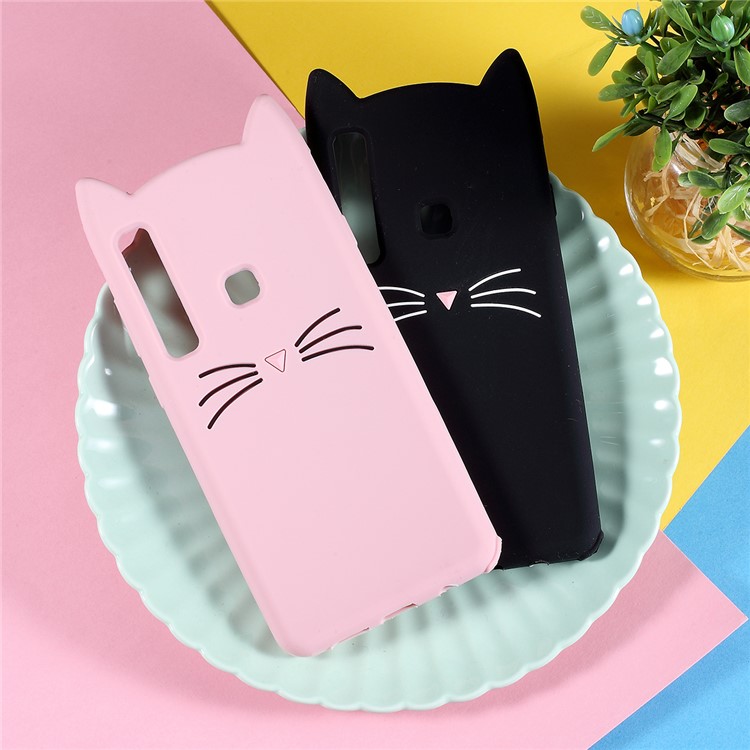 3D Moustache Cat Silicone Protection Cover Case for Samsung Galaxy A9 (2018) / A9 Star Pro / A9s - Pink-7