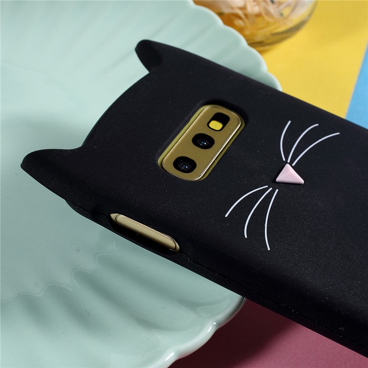 3D Moustache Cat Silicone Back Casing for Samsung Galaxy S10e - Black-5