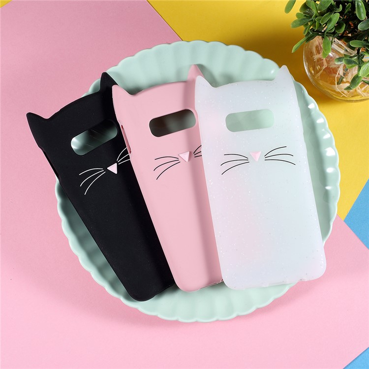 3D Moustache Cat Silicone Back Casing for Samsung Galaxy S10e - Black-7