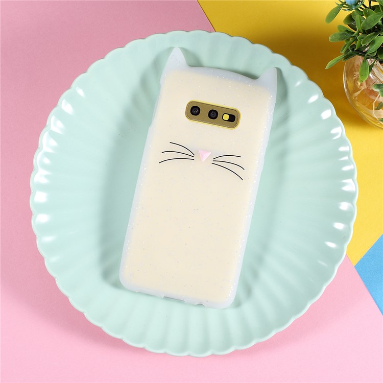

3D Усы Кошка Силиконовый Чехол Для Samsung Galaxy S10E - Белый, Galaxy S10e