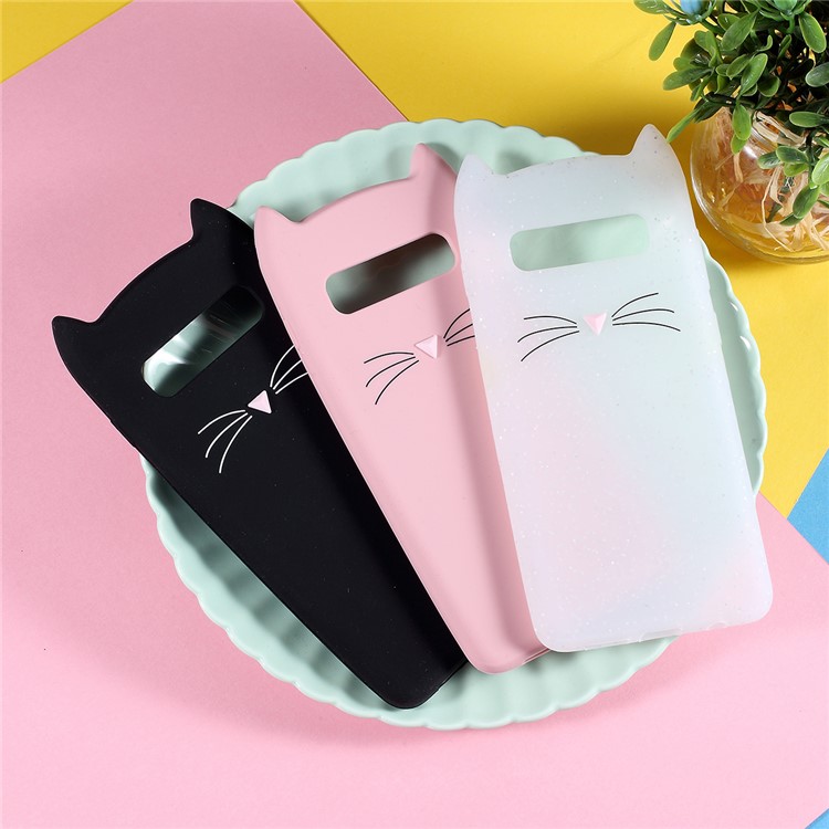 3D Moustache Cat Silicone Mobile Phone Cover Shell for Samsung Galaxy S10 Plus - Pink-5