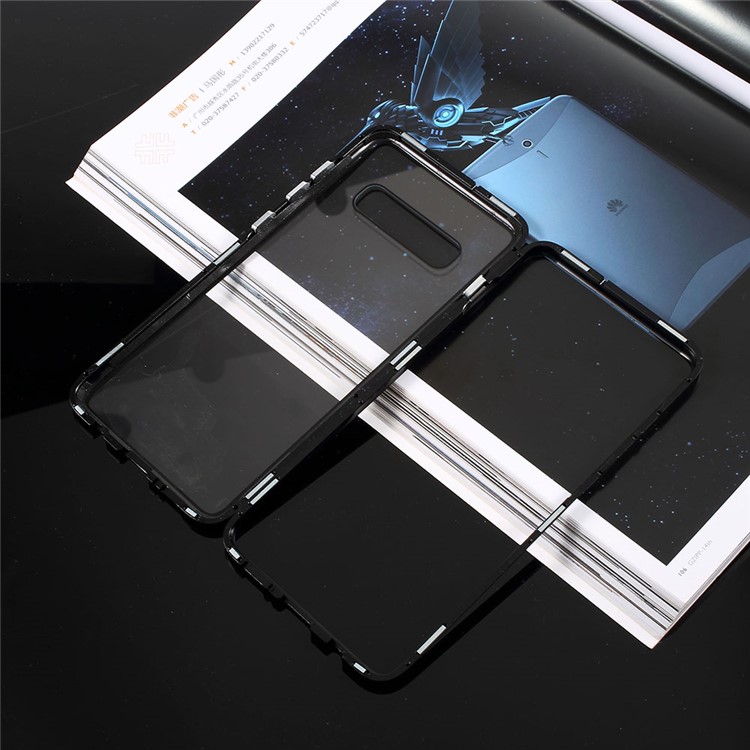 Magnetic Metal Frame + Tempered Glass Back Phone Case for Samsung Galaxy S10 Plus - Black-2