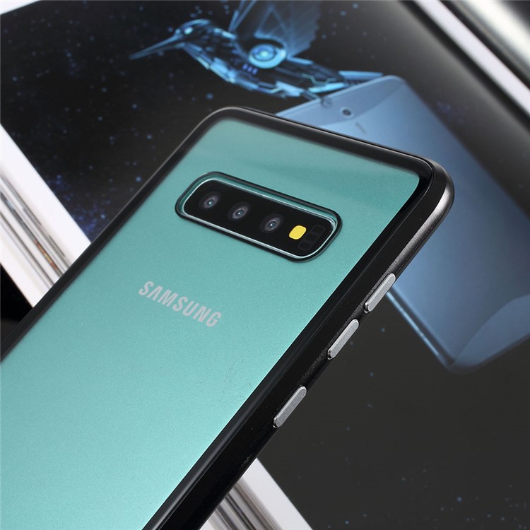 Magnetic Metal Frame + Tempered Glass Back Phone Case for Samsung Galaxy S10 Plus - Black-8