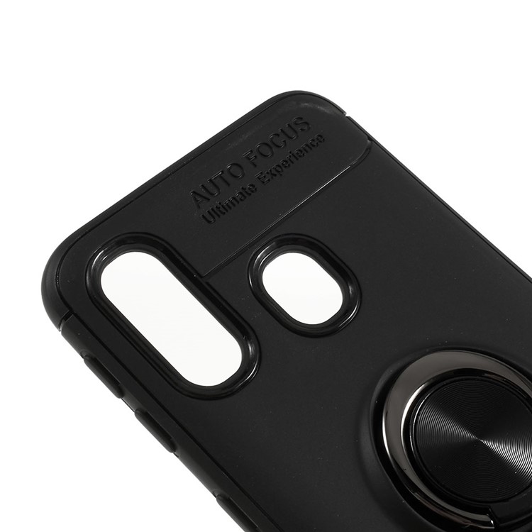 Finger Ring Kickstand TPU Case for Samsung Galaxy A40 (Built-in Metal Sheet) - All Black-2