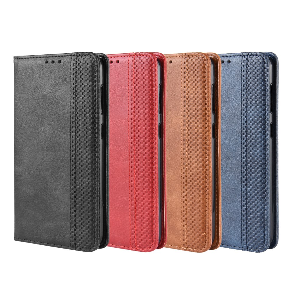 Vintage Style PU Leather Wallet Phone Case for Samsung Galaxy A70 - Black-10