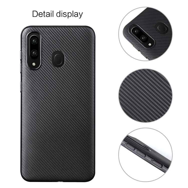 Carbon Fiber Texture Soft TPU Back Cover for Samsung Galaxy A30/A20 - Black-2