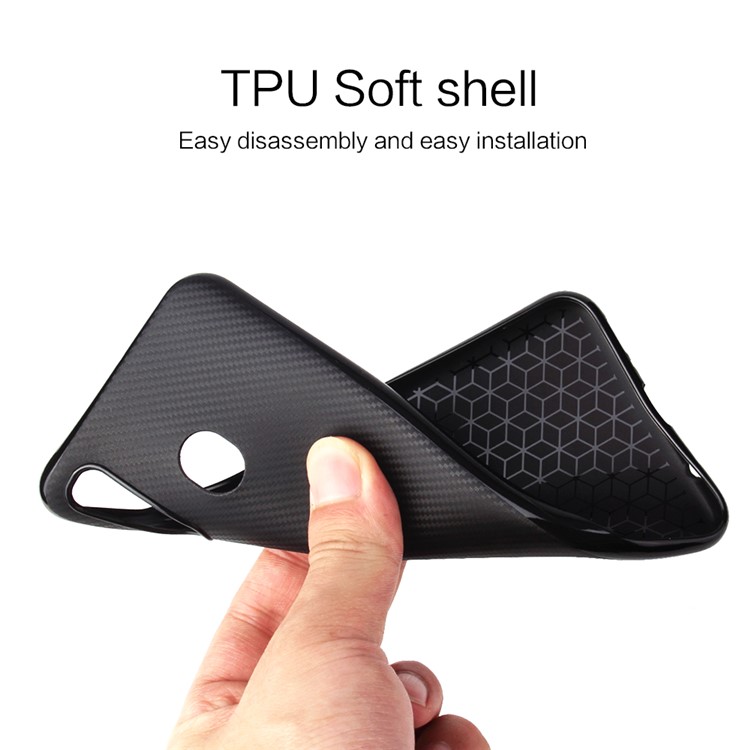 Carbon Fiber Texture Soft TPU Back Cover for Samsung Galaxy A30/A20 - Black-4