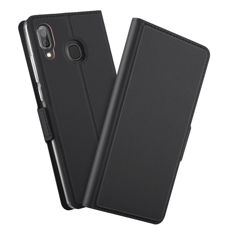Magnetic Adsorption Leather Flip Stand Case with Card Holder for Samsung Galaxy A40 - Black-1