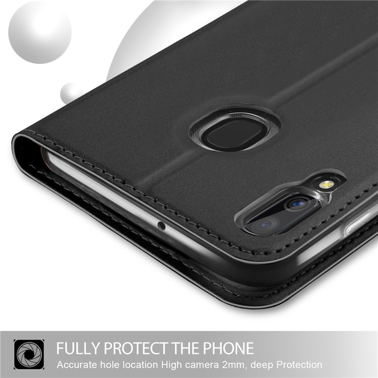 Magnetic Adsorption Leather Flip Stand Case with Card Holder for Samsung Galaxy A40 - Black-4