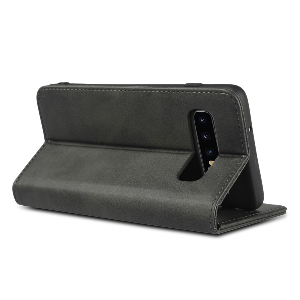 Auto-absorbed Leather Wallet Stand Case for Samsung Galaxy S10 - Black-5