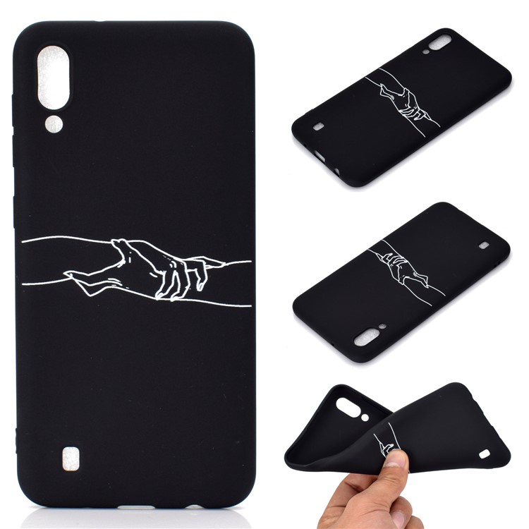 Motif Mate Impression Couverture Mobile Souple TPU Pour Samsung Galaxy M10 - Main Dans La Main-1
