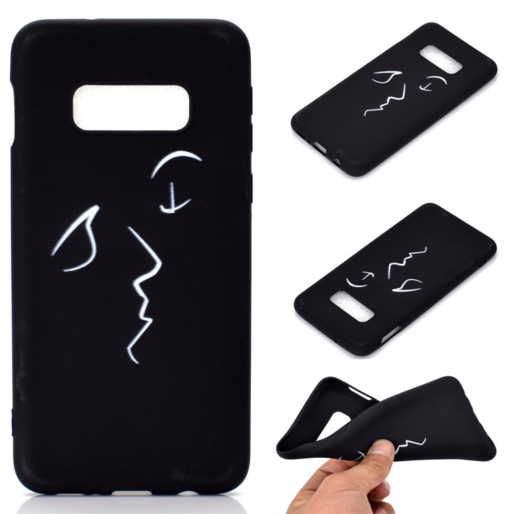 Matte Pattern Printing TPU Soft Mobile Cover for Samsung Galaxy S10e - Abstract Face-1