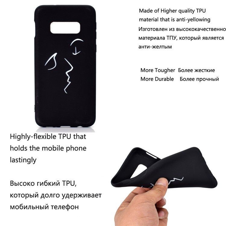 Matte Pattern Printing TPU Soft Mobile Cover for Samsung Galaxy S10e - Abstract Face-6