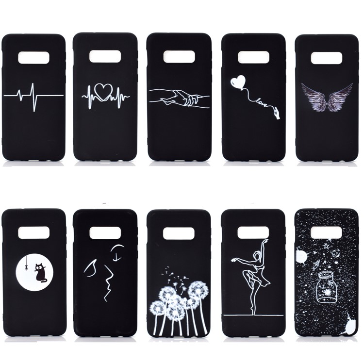 Matte Pattern Printing TPU Soft Mobile Cover for Samsung Galaxy S10e - Abstract Face-9