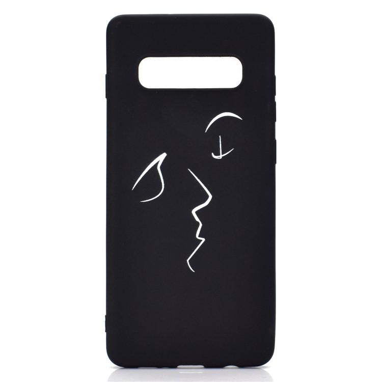 Matte Pattern Printing TPU Soft Mobile Cover for Samsung Galaxy S10 - Abstract Face-2