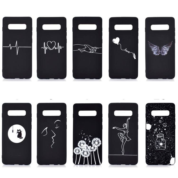 Matte Pattern Printing TPU Soft Mobile Cover for Samsung Galaxy S10 - Abstract Face-9