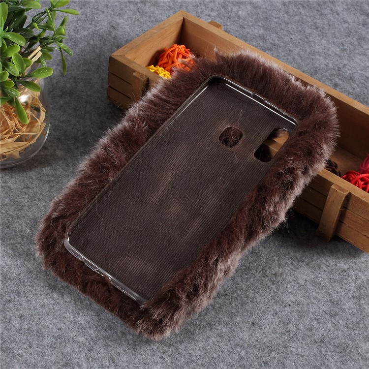 Soft Fur Coated TPU Back Protector Case for Samsung Galaxy A20/A30 - Coffee-3