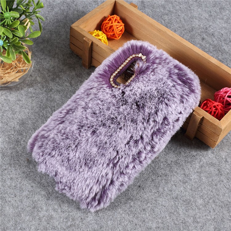 Soft Fur Coated Rhinestone TPU Case for Samsung Galaxy A50 - Purple-4