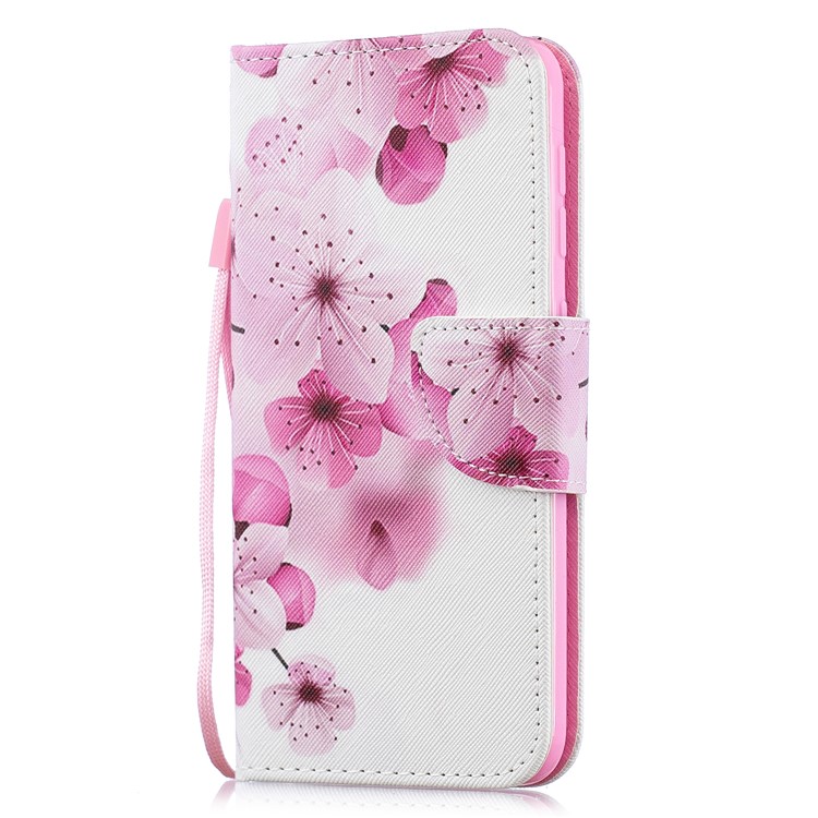 Pattern Printing Leather Wallet Case for Samsung Galaxy M10 - Pretty Flower-2