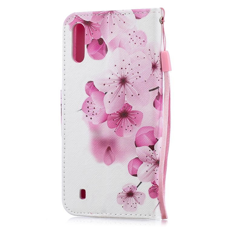 Pattern Printing Leather Wallet Case for Samsung Galaxy M10 - Pretty Flower-3