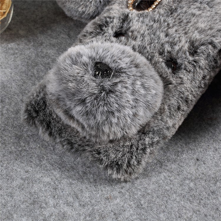 Dog Pattern Fluffy Fur Coated TPU Case for Samsung Galaxy A50 - Grey-5
