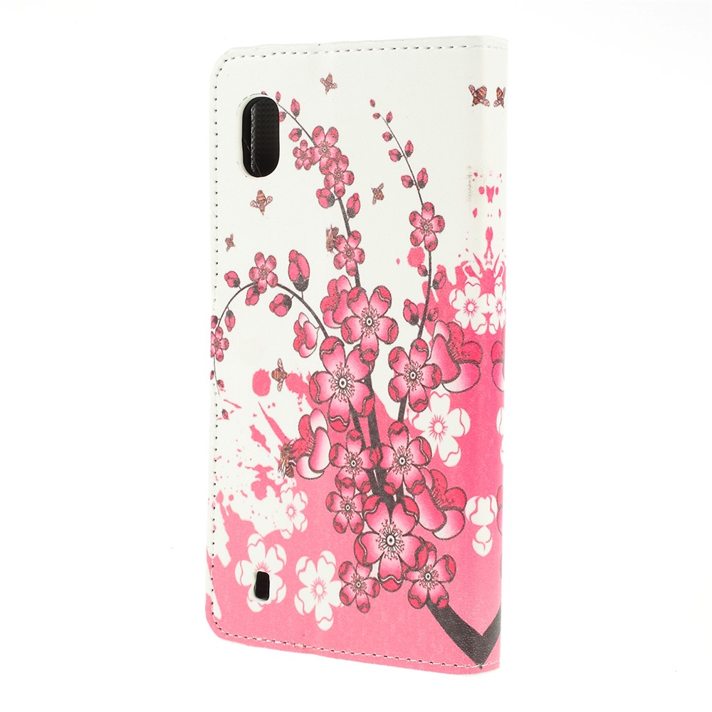 Pattern Printing PU Leather Cell Phone Casing for Samsung Galaxy A10 - Plum Blossom-2