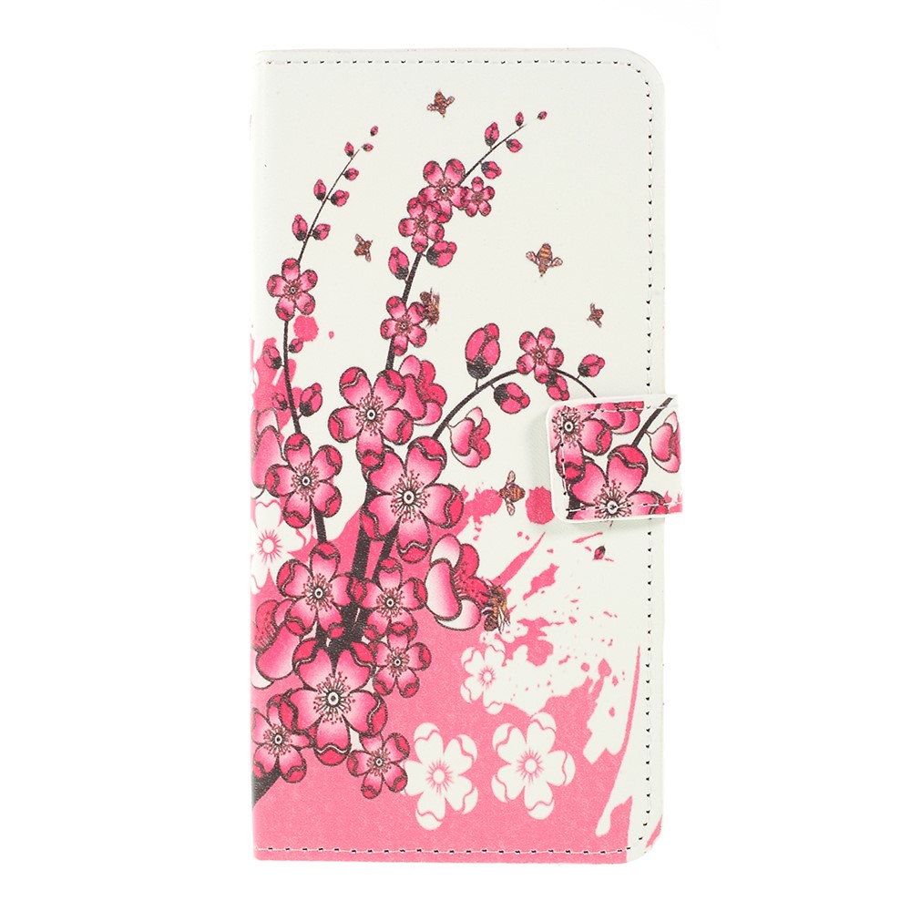 Pattern Printing PU Leather Cell Phone Casing for Samsung Galaxy A10 - Plum Blossom-3