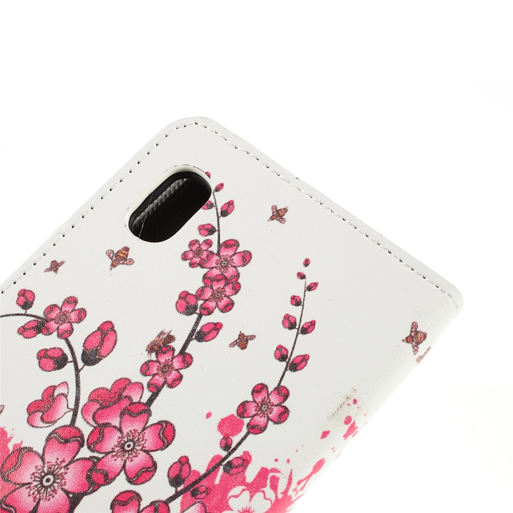 Pattern Printing PU Leather Cell Phone Casing for Samsung Galaxy A10 - Plum Blossom-5