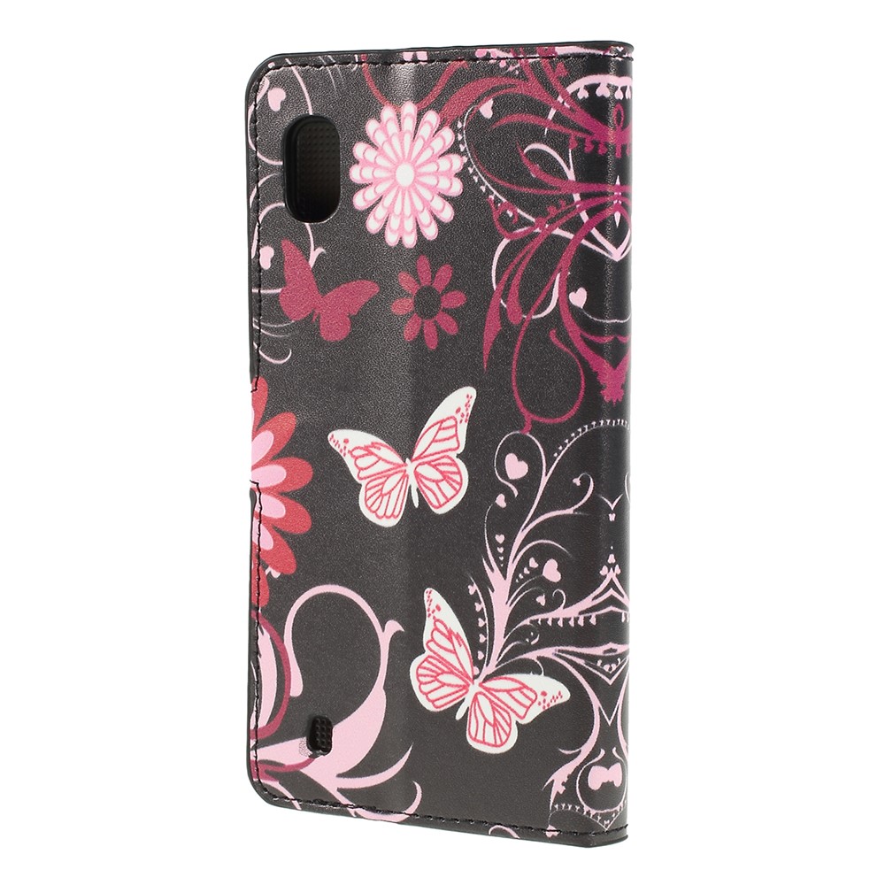 Motif Impression PU Boîtier En Cuir De Téléphone Portable Pour Samsung Galaxy A10 - Fleur De Papillon-5