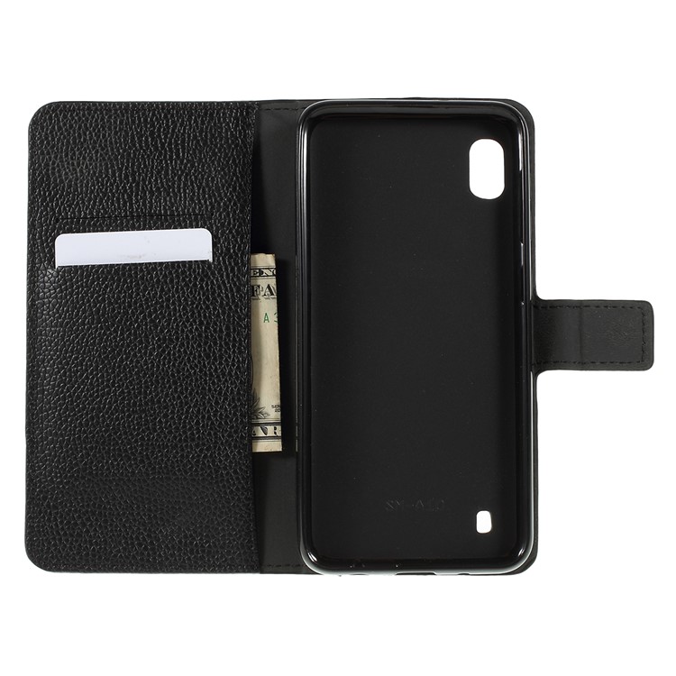 Litchi Texture PU Leather Stand Wallet Flip Cover for Samsung Galaxy A10 - Black-10