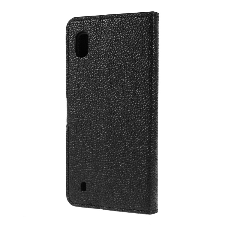 Litchi Texture PU Leather Stand Wallet Flip Cover for Samsung Galaxy A10 - Black-2