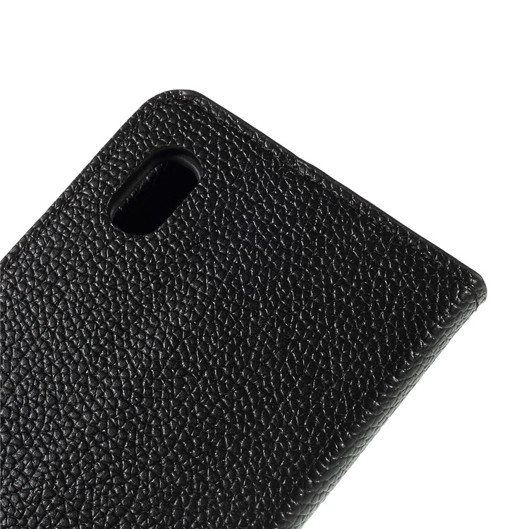 Litchi Texture PU Leather Stand Wallet Flip Cover for Samsung Galaxy A10 - Black-5