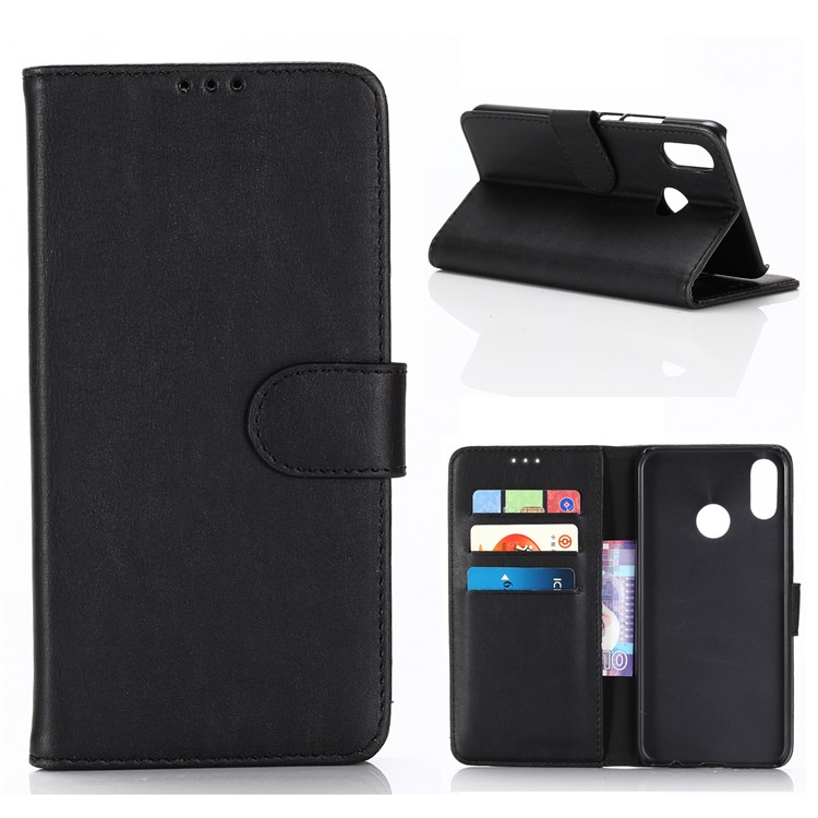 Crazy Horse Vintage Leather Wallet Stand Cover for Samsung Galaxy M20 - Black-1