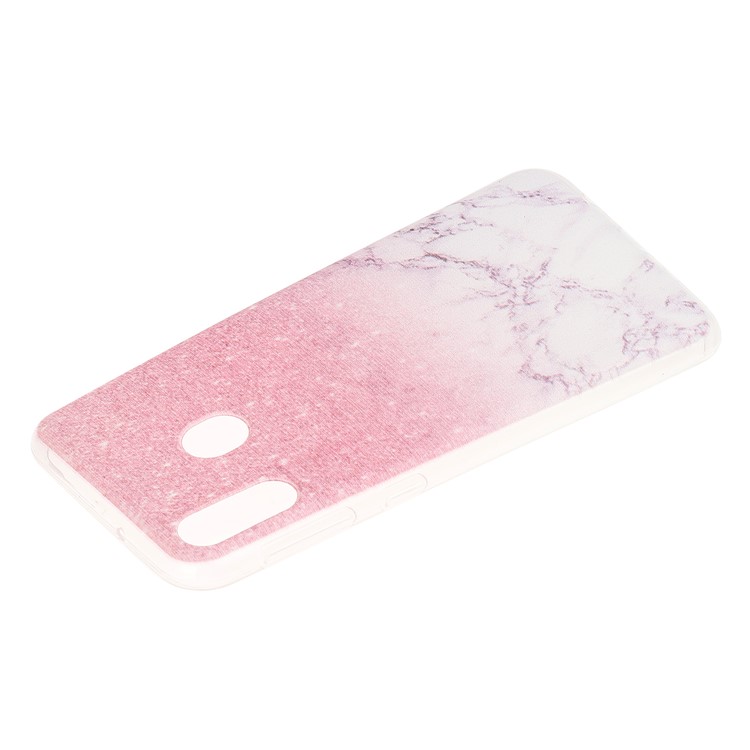 Pattern Printing Soft TPU Back Case for Samsung Galaxy M20 - Pink Glitter and Marble-2