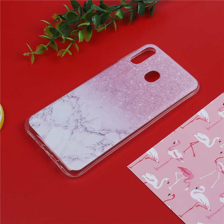 Pattern Printing Soft TPU Back Case for Samsung Galaxy M20 - Pink Glitter and Marble-4