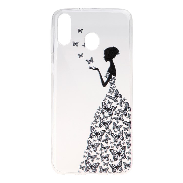 

Pattern Printing Soft TPU Back Case for Samsung Galaxy M20 - Butterfly Girl, Galaxy M20