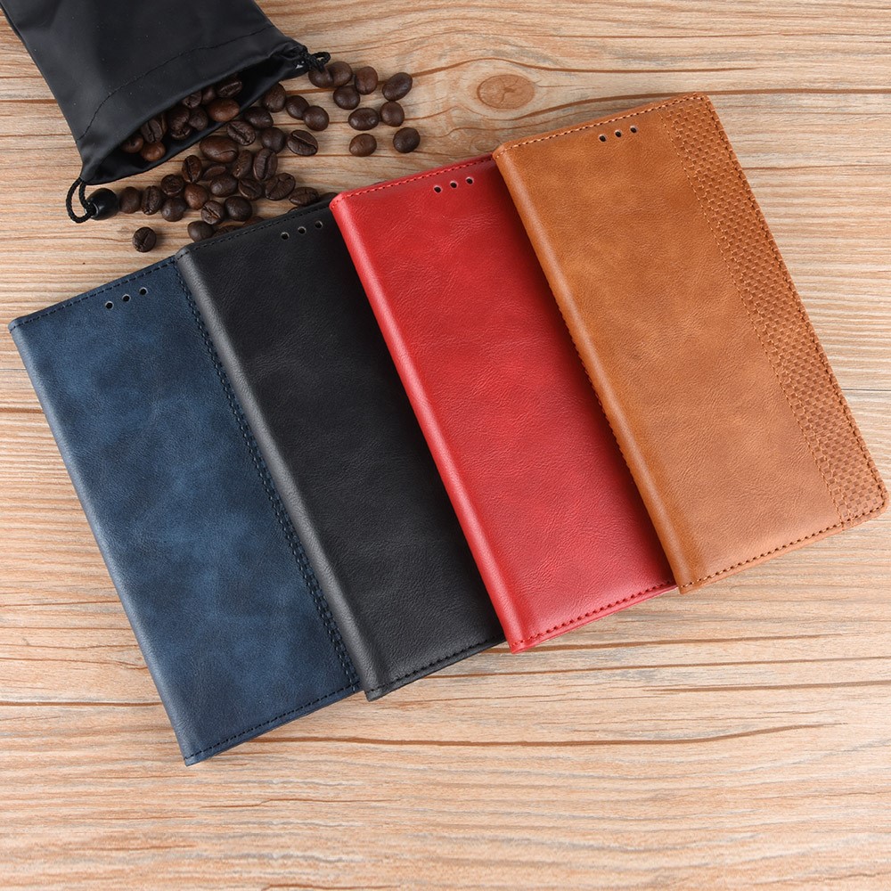 Auto-absorbed Vintage Leather Wallet Case Cover for Samsung Galaxy A40 - Black-10