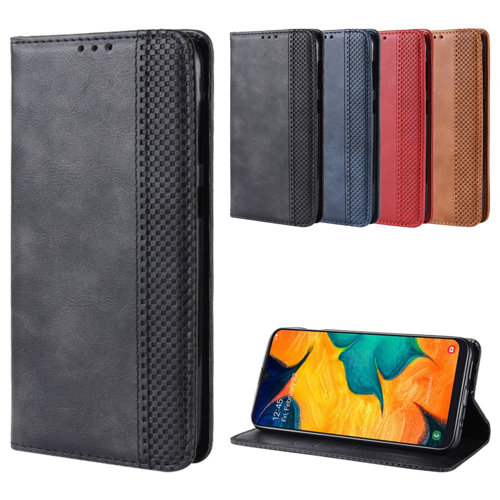 Auto-absorbed Vintage Leather Wallet Case Cover for Samsung Galaxy A40 - Black-11