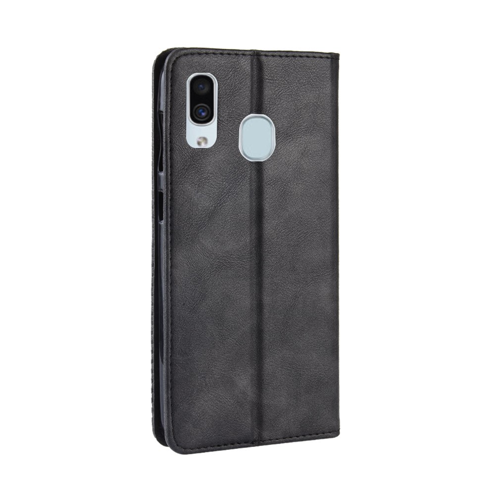 Auto-absorbed Vintage Leather Wallet Case Cover for Samsung Galaxy A40 - Black-3