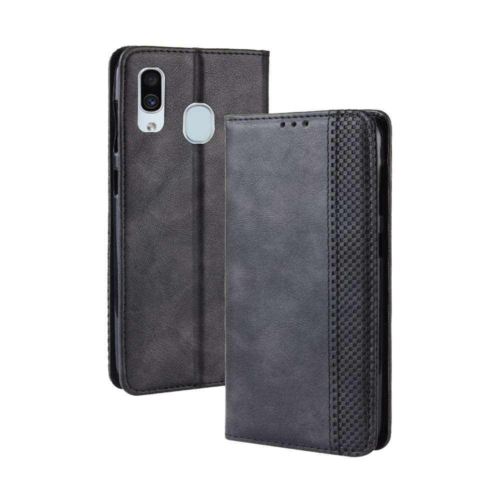 Auto-absorbed Vintage Leather Wallet Case Cover for Samsung Galaxy A40 - Black-7