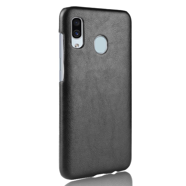 Litchi Texture PU Leather Coated PC Phone Case for Samsung Galaxy A40 - Black-3